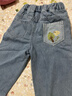 歐姆熊女童牛仔褲子春秋款2026新款女寶寶秋季好看小童兒童春裝直筒長(cháng)褲 藍色 90 cm 曬單實(shí)拍圖