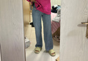UR2026春季新款女裝氣質(zhì)做舊水洗加絨闊腿牛仔長(cháng)褲UWM850281 霧霾藍 26 曬單實(shí)拍圖