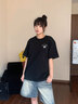 一寸相思黑色蝴蝶結短袖純棉t恤女2026夏季新款寬松遮肉大碼短袖上衣體恤 黑色-蝴蝶結字母 L (110-125斤) 曬單實(shí)拍圖