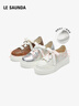 萊爾斯丹（le saunda）李施嬅同款春新款厚底休閑松糕板鞋小白鞋女7M50101 星光銀SVK37 曬單實(shí)拍圖