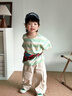 嘟嘟家【云朵T】?jì)和瘲l紋短袖T恤夏款男童圓領(lǐng)上衣夏裝女童彩色衣服童裝 綠色系條紋 100 曬單實(shí)拍圖