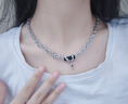 BJYL項鏈男士潮流嘻哈風(fēng)男生鎖骨鏈簡(jiǎn)約百搭吊墜男款鈦鋼衛衣配飾鏈子 曬單實(shí)拍圖