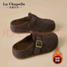 拉夏貝爾女鞋圓頭毛氈勃肯鞋女冬季新款包頭半拖保暖加絨穆勒鞋 棕色 37 曬單實(shí)拍圖