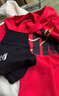 NIKE3BRAND 耐克男女童紅色拜年服拼接長(cháng)袖T恤柔軟舒適休閑衣服 曬單實(shí)拍圖