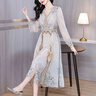 鹿王戀雪高端真絲連衣裙女春秋季2026年新款洋氣百搭收腰顯瘦桑蠶絲長(cháng)裙子 杏色 XL 曬單實(shí)拍圖