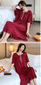 九紅妃莫代爾大碼睡衣女200斤睡裙中長(cháng)款胖mm夏季薄款家居服2025年新款 紅色 4XL （130-180斤） 曬單實(shí)拍圖