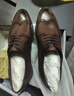 金利來(lái)（Goldlion）男鞋男士時(shí)尚正裝皮鞋舒適擦色布洛克鞋55013044642A淺棕色-41碼 曬單實(shí)拍圖