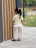 班喜迪女童短袖t恤夏季2026新款女寶寶洋氣公主薄款上衣兒童夏裝小童裝 淺黃 100 曬單實(shí)拍圖