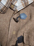 熙世界（sllsky）卡其棕色牛角扣毛呢外套冬2025新款撞色格紋連帽羊毛大衣 卡其棕 M 曬單實(shí)拍圖