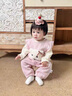 G.duck童裝嬰兒衣服春秋季新生兒連體衣女寶寶外出服春裝爬服嬰幼兒套裝 粉色 100cm 曬單實(shí)拍圖