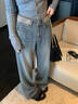 艾熙禮高端淺藍色闊腿牛仔褲女春秋2026新款高腰美式復古休閑直筒拖地褲 藍色 【高級氣質(zhì)款】 S /26 建議95斤以下 曬單實(shí)拍圖