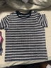 三彩2025秋款香風(fēng)條紋T恤肌理感圓領(lǐng)短袖套頭衫休閑M 黑白條紋 S 155/80A 曬單實(shí)拍圖