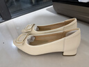 百麗法式小方糖氣質(zhì)平跟鞋女百搭淑女單鞋A6Z1DAQ4 米白 40 曬單實(shí)拍圖