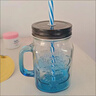 意牌創(chuàng  )意漸變梅森杯帶把彩色檸檬玻璃杯梅森瓶帶蓋梅森杯公雞杯大吸管 新款4只塑料吸管 曬單實(shí)拍圖