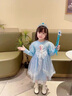 G.duck小黃鴨愛(ài)莎公主裙女童連衣裙秋裝2025新款兒童艾莎裙子女寶寶紗裙 藍色 110 建議4~5歲【100-110cm】cm 曬單實(shí)拍圖