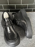 零度休閑皮鞋男鞋商務(wù)春季新款復古百搭高幫樂(lè )福鞋男厚底一腳蹬正裝鞋 黑色 【中幫款】 41 (255mm) 曬單實(shí)拍圖