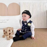 G.duck小黃鴨男寶寶西裝套裝春秋季男童衣服秋裝周歲禮服嬰幼兒生日花童 黑色馬甲+長(cháng)褲+白色襯衫+領(lǐng)結+茶 100 cm 曬單實(shí)拍圖