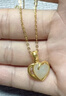 中國黃金（CHINA GOLD）愛(ài)心黃金項鏈女款足金鑲玉吊墜38婦女神節禮物女朋友老婆生日 足金玉見(jiàn)你吊墜【贈黃銀鏈】京速達 曬單實(shí)拍圖
