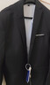 羅蒙西服套裝男士商務(wù)修身西裝男職業(yè)正裝小西服新郎伴郎結婚禮服外套 黑色雙扣【西服+西褲+襯衫】 XL /175【115-130斤】+7件禮品 曬單實(shí)拍圖