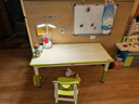 育才兒童桌椅花生桌可升降涂鴉幼兒園學(xué)習畫(huà)畫(huà)桌寶寶積木玩具游戲桌椅 果綠色長(cháng)方桌120X60CM 配一椅 曬單實(shí)拍圖