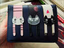 途尊（kingtrip）防盜短款錢(qián)包女款折疊錢(qián)包二合一卡通可愛(ài)三只貓學(xué)生軟三折零錢(qián)包 三貓短 -黑色 曬單實(shí)拍圖
