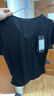 MO&Co.短袖T恤夏含桑蠶絲天絲輕薄V領(lǐng)捏褶短款MBE2TEEK06 黑色 L /170 曬單實(shí)拍圖