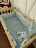 笑貝樂(lè )嬰兒床實(shí)木無(wú)漆可移動(dòng)拼接寶寶床可調節多功能新生兒bb搖搖床 實(shí)木床+蚊帳+藍色海洋五件套 單層大床（102/60）0-3歲 曬單實(shí)拍圖