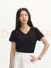 森馬（Semir）涼感T|短袖T恤女夏純色V領(lǐng)正肩吸濕速干抑菌2026上衣109326100002 曬單實(shí)拍圖