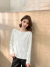 Olrain歐芮兒白色一字領(lǐng)簡(jiǎn)約休閑長(cháng)袖T恤女裝春季2026新款寬松內搭上衣 白色 M 曬單實(shí)拍圖