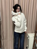 LDBE毛茸茸羊羔絨外套女2026爆款秋冬美式復古顯瘦短款開(kāi)衫連帽衛衣潮 米白色【秋冬加絨】 M 90-110斤 曬單實(shí)拍圖