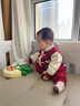 G.duck小黃鴨周歲禮服男寶寶抓周唐裝嬰兒連體衣服春秋國風(fēng)紅色百天哈衣 紅色 66cm 曬單實(shí)拍圖