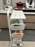 帥仕廚房置物架落地多層蔬菜籃夾縫零食小推車(chē)果蔬鍋具收納用具儲物架 【升級50長(cháng)】白4層-1板3籃 曬單實(shí)拍圖