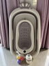 iuu嬰兒洗澡盆兒童浴盆大號寶寶可折疊可坐可躺新生兒童用品 【官方補貼】浴盆+可調節浴架+臉盆-北歐灰 材質(zhì)：食品級PP材質(zhì)，安全無(wú)異味 曬單實(shí)拍圖