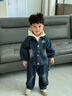 五小七童裝男童春秋季套裝新款兒童牛仔外套春裝男寶寶衣服三件套 深藍色 80 尺碼7-11月cm 曬單實(shí)拍圖