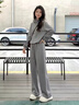 宏資琦衛衣女裝運動(dòng)服套裝2026年春季新款韓版寬松時(shí)尚闊腿褲休閑兩件裝 灰色 M 曬單實(shí)拍圖