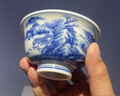 【柴房雅器】青花瓷手工山水茶杯主人杯景德鎮茶具柴窯杯壓手杯 青花山水主人杯*1只【高溫釉下青花】 曬單實(shí)拍圖