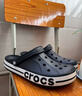 卡駱馳（CROCS）洞洞鞋貝雅卡駱班輕便耐磨一腳蹬休閑鞋|205089 黑色/白色-066 45 (290mm) 曬單實(shí)拍圖