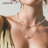 AJIDOU阿吉豆項鏈女氣泡珍珠雙層小眾輕奢設計感短鏈鎖骨鏈毛衣鏈女神節 曬單實(shí)拍圖