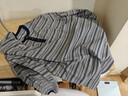 棉先生老錢(qián)風(fēng)條紋撞色亨利領(lǐng)長(cháng)袖t恤男春季長(cháng)絨棉高級感休閑上衣 藏藍條 M 曬單實(shí)拍圖