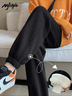 MJ STYLE加絨束腳褲子女2026年冬季新款加厚保暖防寒外穿寬松休閑運動(dòng)長(cháng)褲 曬單實(shí)拍圖