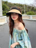 CACUSS遮陽(yáng)帽女夏季防曬帽大帽檐空頂草帽太陽(yáng)帽可卷帽子女 格林棕 曬單實(shí)拍圖