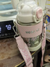 小茶日記純鈦杯抗菌吸管保溫杯兒童高顏值大容量男女學(xué)生可愛(ài)水杯子卡通粉 曬單實(shí)拍圖