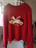 三彩2026春季新款馬上有錢(qián)毛衣提花繡花長(cháng)袖新年紅毛衫套頭M 曬單實(shí)拍圖