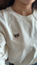 詩(shī)凡黎（‘S EIFINI）萌寵刺繡長(cháng)袖T恤2025冬新款簡(jiǎn)約合體打底衫百搭顯瘦上衣女 白色 S 曬單實(shí)拍圖