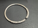 老銀匠s999足銀手鐲男士做舊款古法金箍棒足銀送男友情侶開(kāi)口男款銀鐲子 曬單實(shí)拍圖