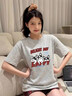 班尼路S&K系列純棉短袖t恤女裝夏季新款寬松小衫百搭潮流半袖女士上衣 麻灰#紅字小狗 S 曬單實(shí)拍圖
