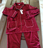 古今（GUJIN）新年酒紅海島絨秋冬睡衣女家居服可外穿媽媽睡褲法蘭絨套裝2XL 曬單實(shí)拍圖