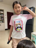 中大童純棉短袖t恤女夏季2026新款法式粉色插肩女童甜美學(xué)生上衣 粉拼白-小貓 140碼 曬單實(shí)拍圖
