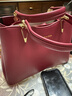 北狐真皮包包女包紅色新娘喜婆婆送媽媽婚包手提真牛皮女包結婚宴女士 酒紅色 曬單實(shí)拍圖