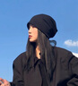 BuyYii 大頭圍堆堆帽子男士睡帽夏季潮牌新款包頭針織帽空調(diào)冷帽毛線帽女 ZY-127本店升級版-黑色 均碼(大頭圍也合適） 曬單實拍圖